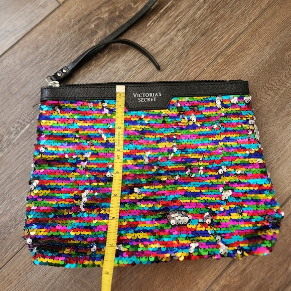 Victoria's Secret Rainbow Sequin Cosmetic Bag Coin Purse - Picture 3 of 6